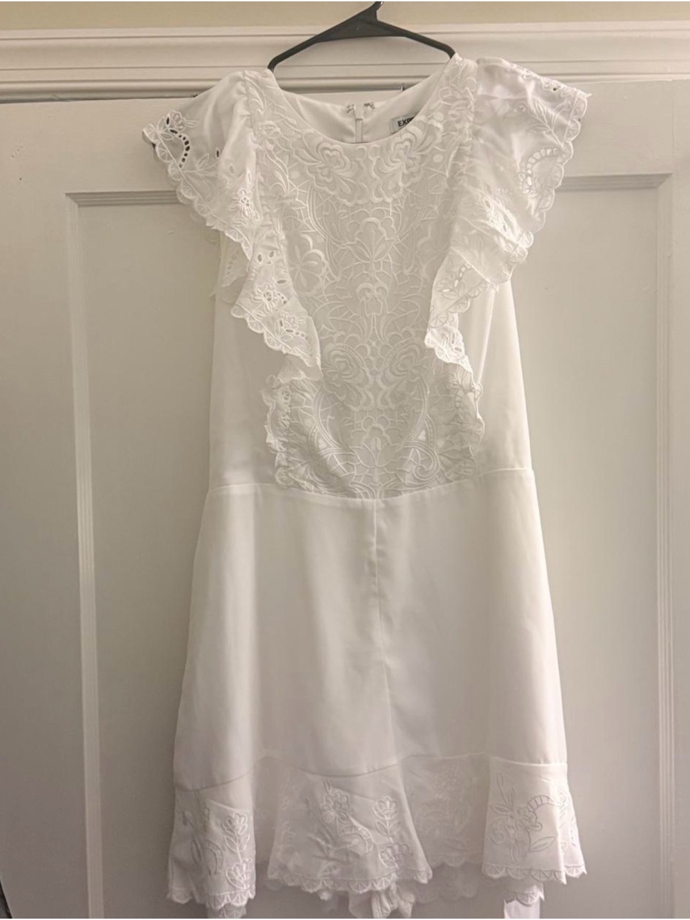 Express White Lace Ruffle Wedding Dress